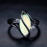 Anello Vintage Nero Argento Opale & Cristallo - Emma e Gemma