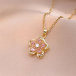 Collana con Fiore di Cristallo Rosa Oro - Emma e Gemma
