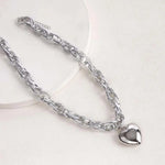 Collana con Catena Massiccia Argento e Pendente a Forma di Cuore - Emma e Gemma