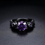 Anello Vintage Nero con Gemma Viola e Design Intricato - Emma e Gemma