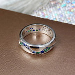 Anello Vintage in Argento con Pietre Blu e Verdi a Onda - Emma e Gemma