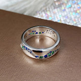 Anello Vintage in Argento con Pietre Blu e Verdi a Onda - Emma e Gemma