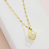 Collana con Pendente Cubo Vintage in Oro Cristallo Trasparente - Emma e Gemma