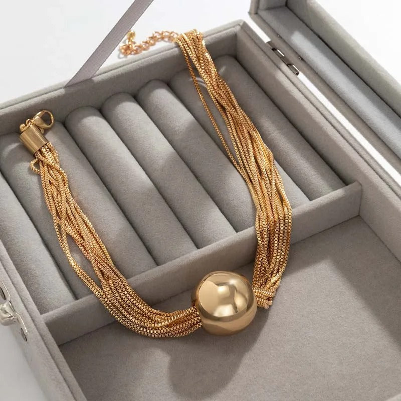 Collana con pendente a pallina multi-strato in oro vintage - Emma e Gemma