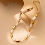 Collana di Perle e Perline Rettangolari in Oro e Bianco Vintage - Emma e Gemma