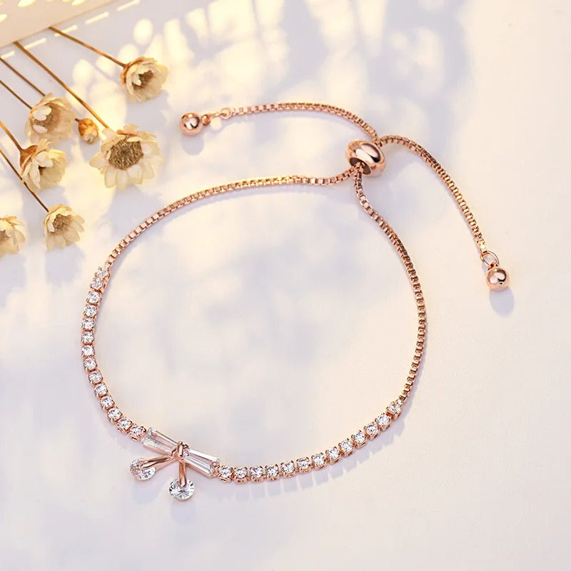 Bracciale Regolabile in Cristallo Rosa Oro Classico - Emma e Gemma