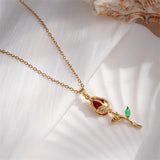 Collana Vintage in Oro Rosa e Gemme Rosse - Emma e Gemma