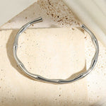 Bracciale Cuff in Bambù Minimalista Argento - Emma e Gemma