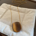 Collana Lunga con Pendente in Pietra Occhio di Tigre Vintage - Emma e Gemma