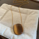 Collana Lunga con Pendente in Pietra Occhio di Tigre Vintage - Emma e Gemma