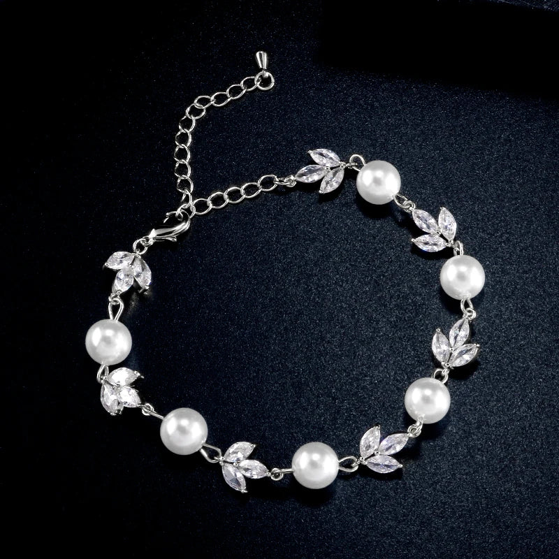 Bracciale in Cristallo Argento e Perle - Emma e Gemma