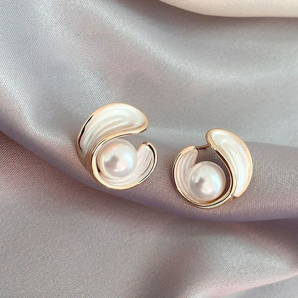 Orecchini Vintage in Oro e Perla a Spirale - Emma e Gemma