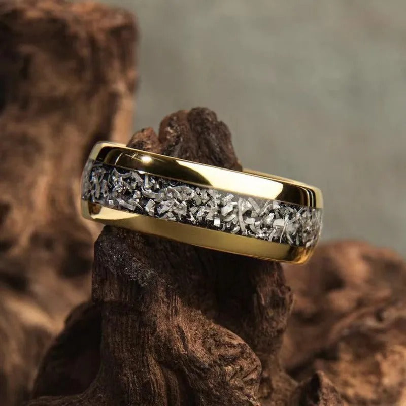 Anello Dichiarativo con Incastonatura in Oro Scintillante - Emma e Gemma