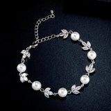 Bracciale in Argento con Foglia di Cristallo e Perla - Emma e Gemma