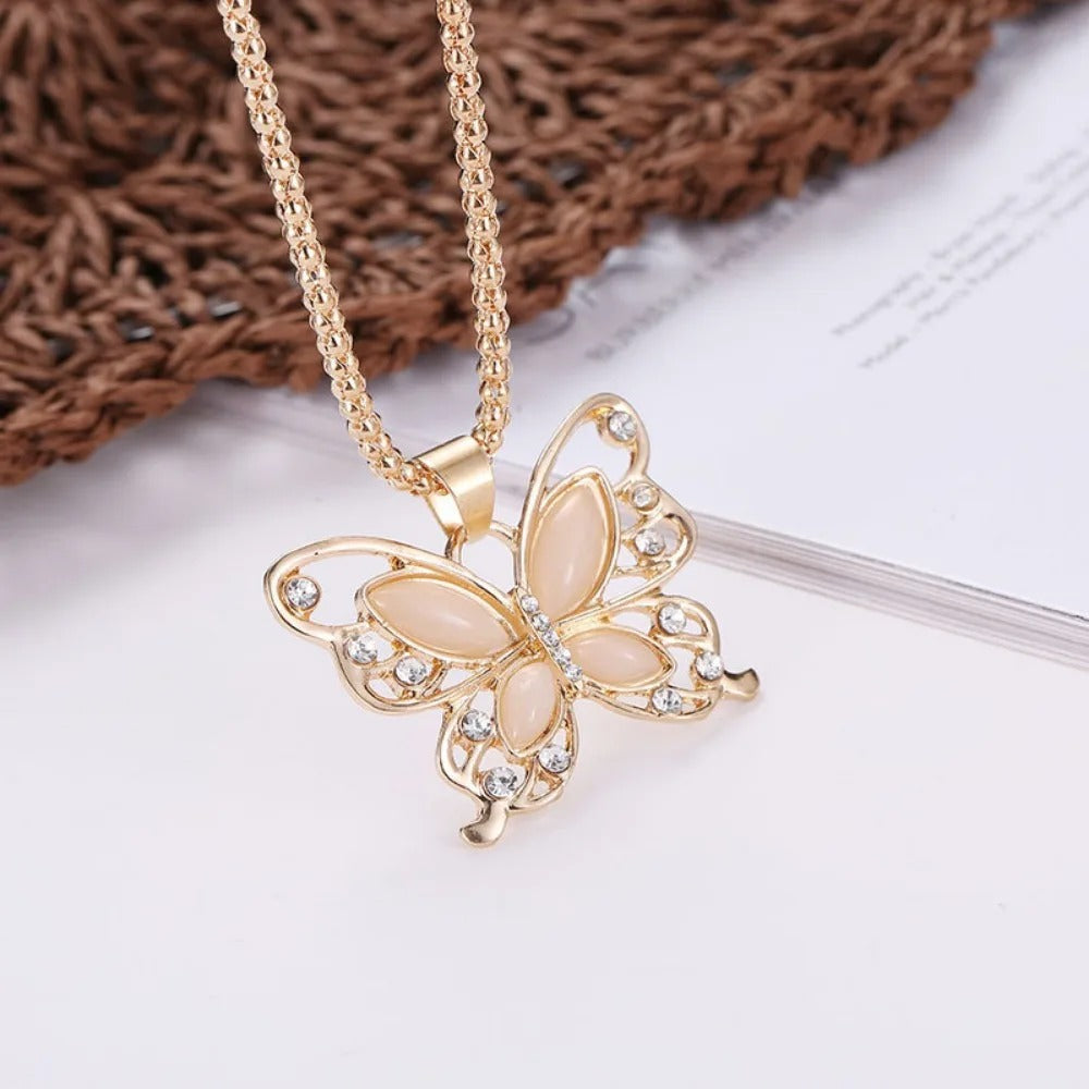 Collana con Pendente a Farfalla in Cristallo d'Oro - Kaja i Maja