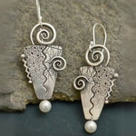 Orecchini Vintage in Argento a Spirale e Perla - Emma e Gemma
