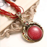 Collana Pendente Bohemien con Pietra Rossa Vintage - Emma e Gemma