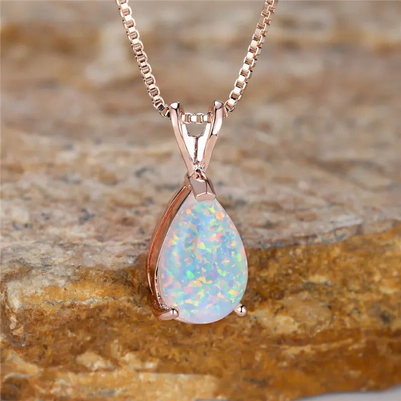 Collana con pendente in opale rosa oro - Emma e Gemma