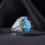 Anello in Argento con Pietra Blu Fatta a Mano Vintage - Emma e Gemma