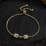 Bracciale Regolabile con Foglia Floreale Dorata - Emma e Gemma