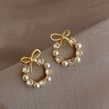 Orecchini a cerchio in perle e cristalli vintage - Emma e Gemma