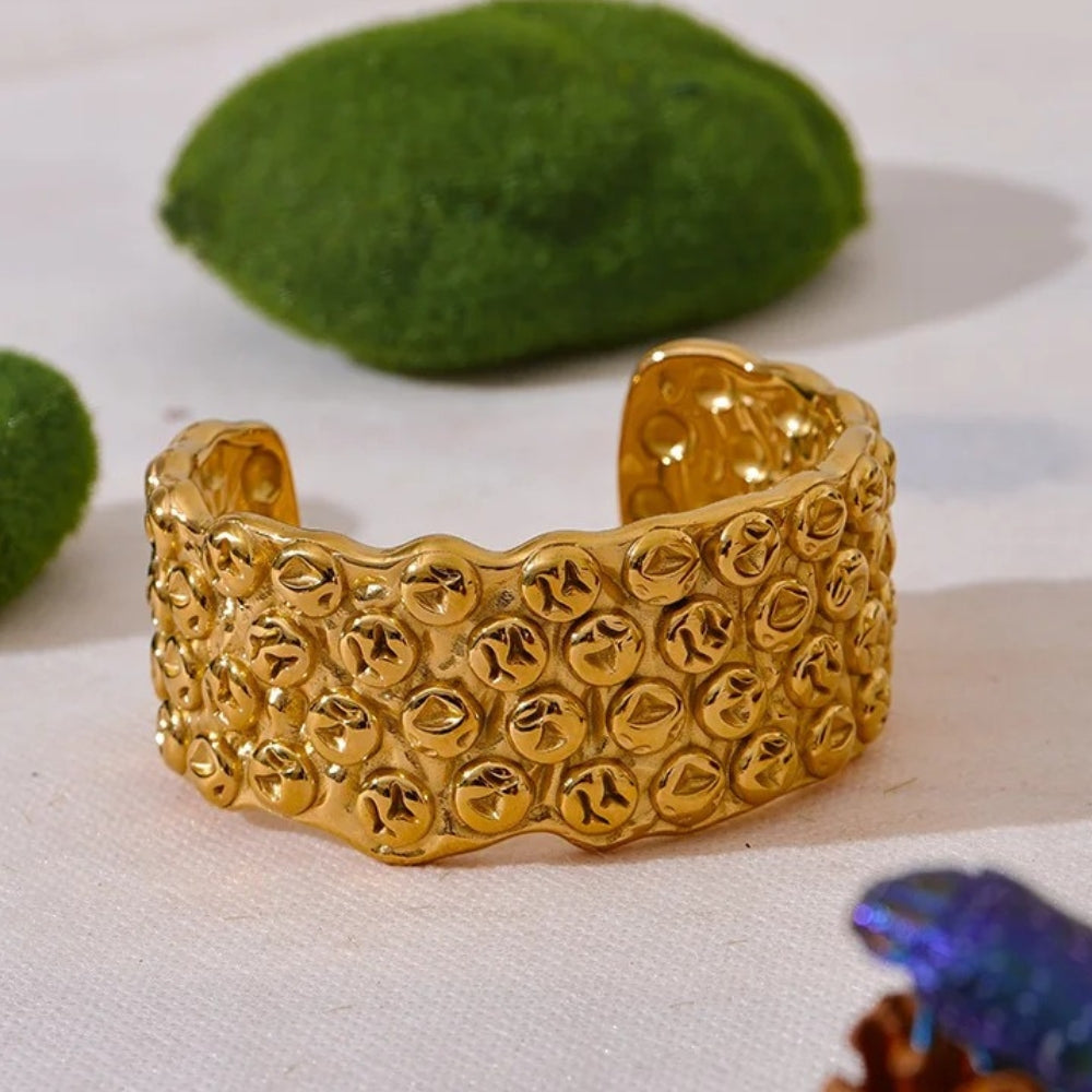 Bracciale Aperto Vintage Astratto Oro Massiccio - Emma e Gemma