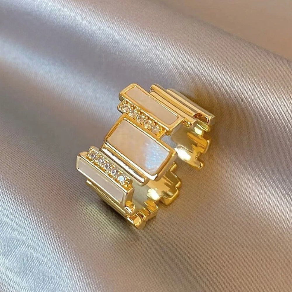 Anello Regolabile in Perla Geometrica Vintage Oro - Emma e Gemma