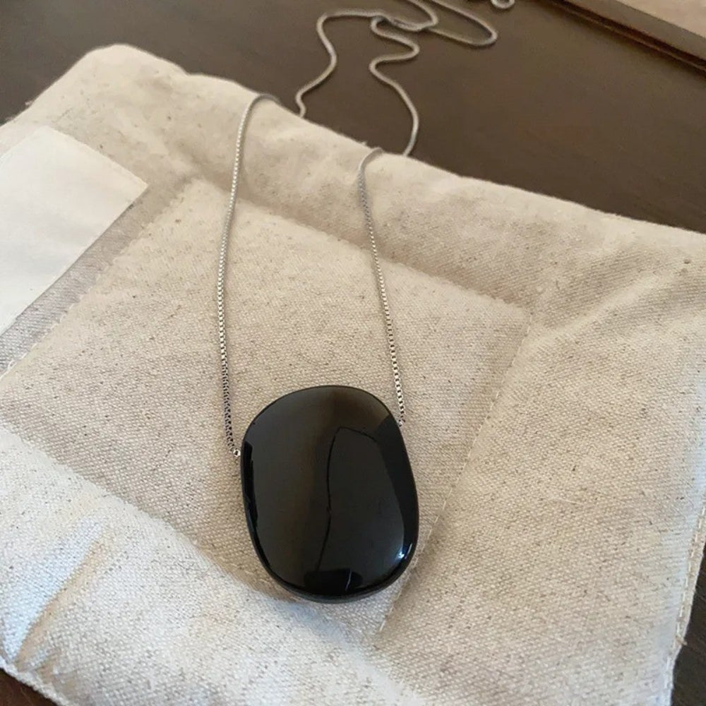 Collana in Argento Classico con Pietra Nera - Emma e Gemma