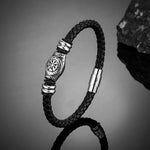 Bracciale in Pelle con Bussola Vikinga Nera Intrecciata - Emma e Gemma