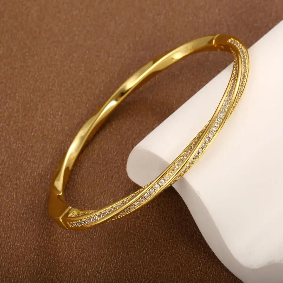 Bracciale Doppio Rigo in Cristallo Oro Elegante - Emma e Gemma