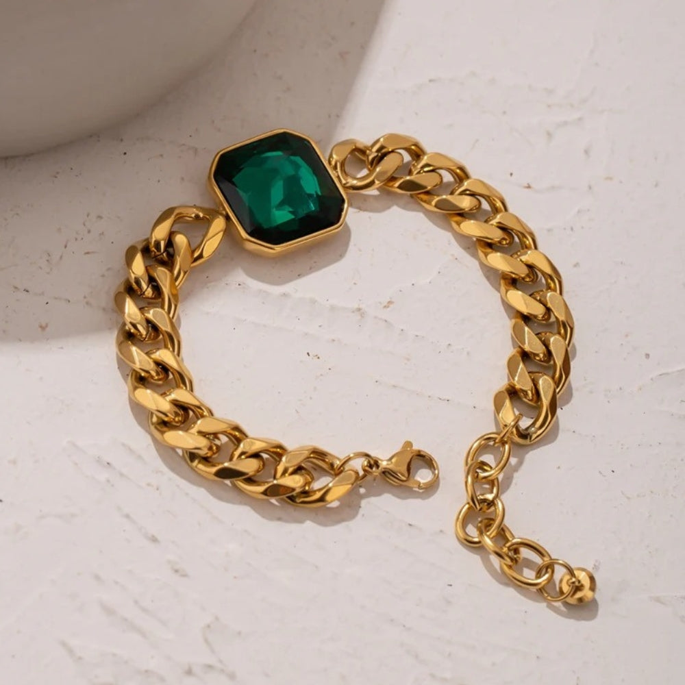 Bracciale a Catena Vintage Oro Verde con Pietra - Emma e Gemma
