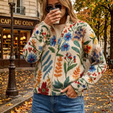 Esperanza | Cardigan in Maglia di Cotone con Motivo Floreale Botanico