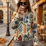 Esperanza | Cardigan in Maglia di Cotone con Motivo Floreale Botanico