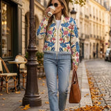 Esperanza | Cardigan in Maglia di Cotone con Motivo Floreale Botanico