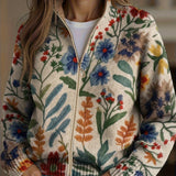 Esperanza | Cardigan in Maglia di Cotone con Motivo Floreale Botanico