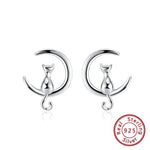 Orecchini a perno in argento sterling con Luna e Gatto, immagine 5 - Emma e Gemma