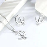Orecchini a perno in argento sterling con Luna e Gatto, immagine 4 - Emma e Gemma