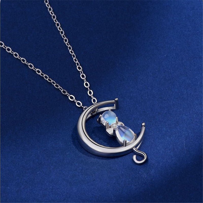 Collana a Mezza Luna con Pietra di Luna e Gatto, immagine 4 - Emma e Gemma