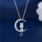 Collana a Mezza Luna con Pietra di Luna e Gatto, immagine 2 - Emma e Gemma