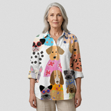 Irene | Camicia casual con cane di cartone animato colorato