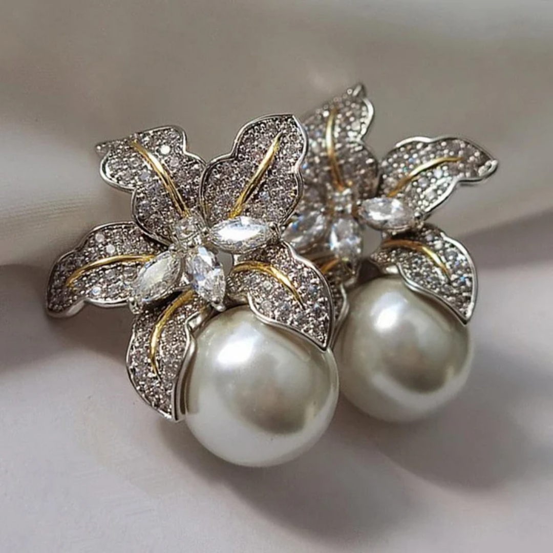 Orecchini Eleganti con Perle e Fiori - Kaja i Maja