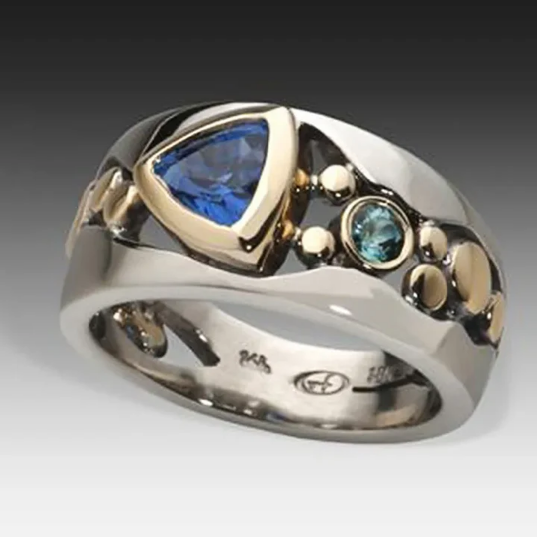 Anello di Cristallo Blu Vintage - Emma e Gemma