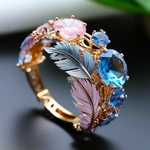 Anello Vintage Esotico con Piuma e Cristallo - Emma e Gemma