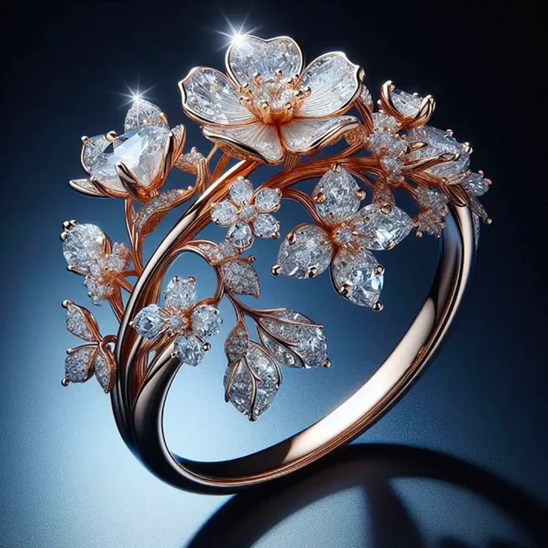 Anello Fiore di Cristallo Luminoso - Emma e Gemma