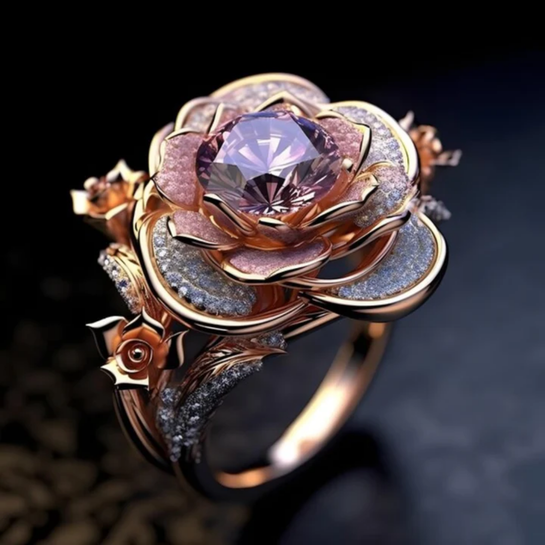 Anello Luminoso con Fiore Esotico a Strati - Emma e Gemma
