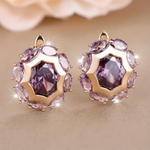 Orecchini in Oro con Zirconia Viola Arrotondata - Emma e Gemma