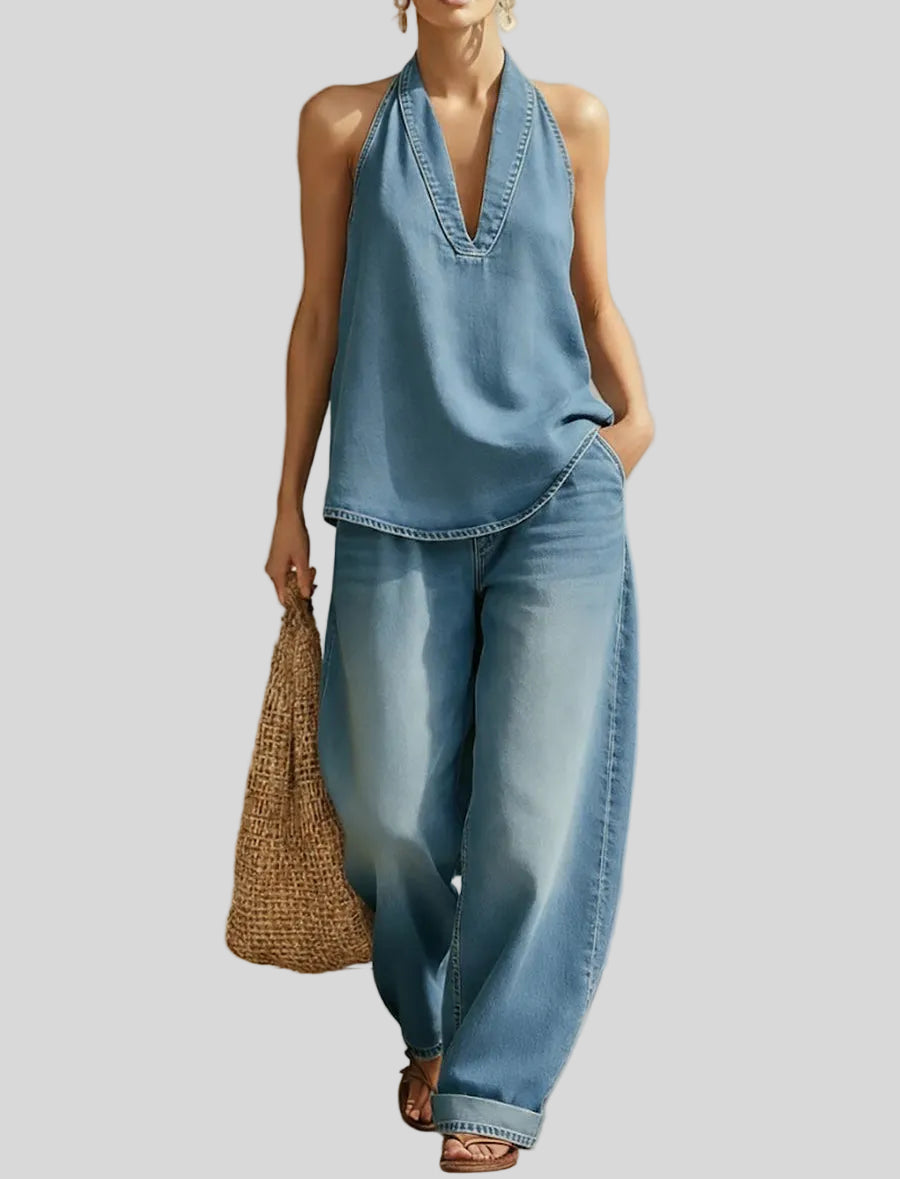 Simona - Completo due pezzi in denim vintage - outfit completo | Emma e Gemma