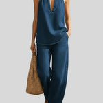 Simona - Completo due pezzi in denim vintage - dettaglio del tessuto denim | Emma e Gemma