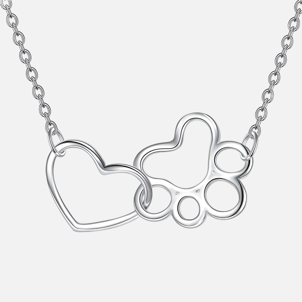 Collana in Argento Sterling con Stampa di Zampa – Pendente a Cuore in Cristallo, immagine 2 - Emma e Gemma