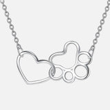 Collana in Argento Sterling con Stampa di Zampa – Pendente a Cuore in Cristallo, immagine 2 - Emma e Gemma